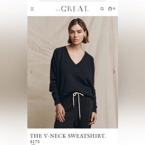 THE GREAT. V neck navy sweatshirt, brand new w tags. Size 3/L